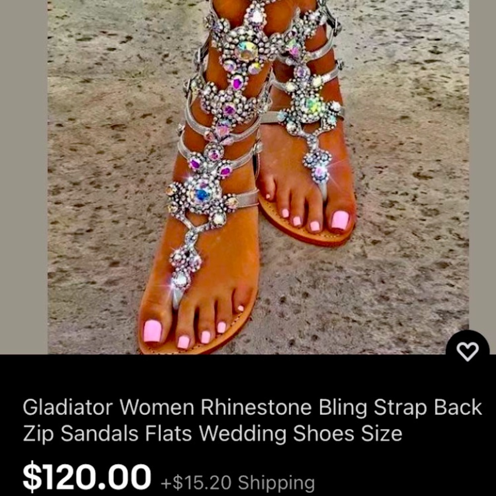 NWOT Beautiful rhinestone adjustable gladiator sandals